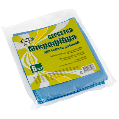 Серветка мікрофібра для скла 5 шт. ТМ "ECOpack" 2-1602 фото